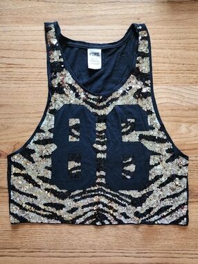 PINK Victoria's Secret Women's Animal Print Sequin Muscle Tank Top X-Small XS
